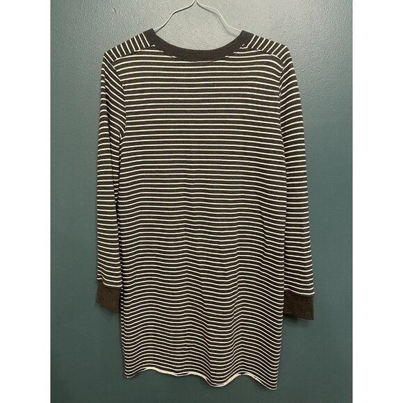 Abercrombie & Fitch Gray White Stripes Long Sleeve Sweatshirt Dress sz M - Picture 3 of 3